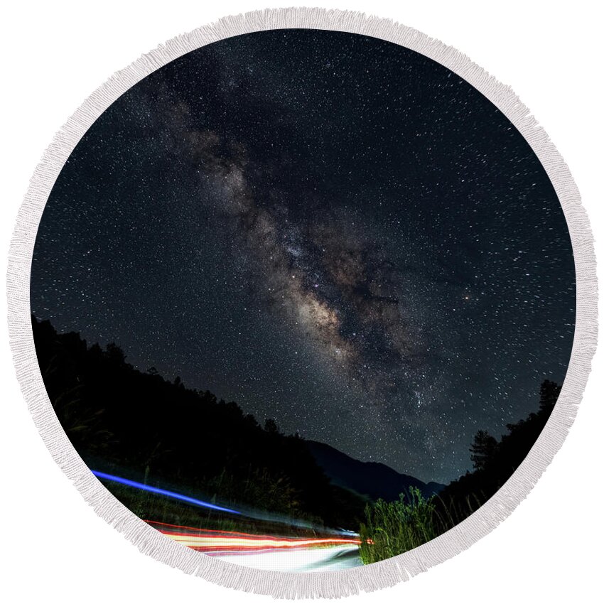 Milky Way Round Beach Towel featuring the photograph Milky Way over the South Road by William Dickman