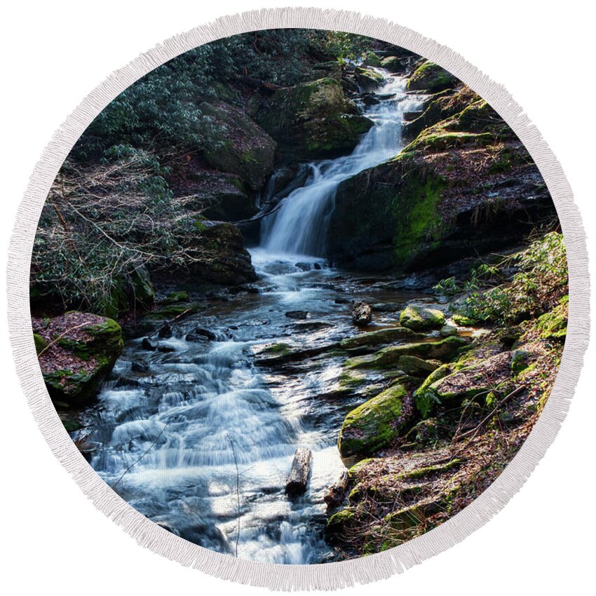 Mill Creek Round Beach Towel featuring the photograph Mill Creek Falls by Mark Dodd