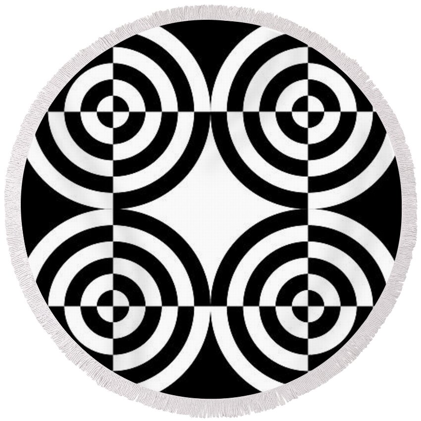 Abstract Round Beach Towel featuring the digital art Mind Games 105 by Mike McGlothlen