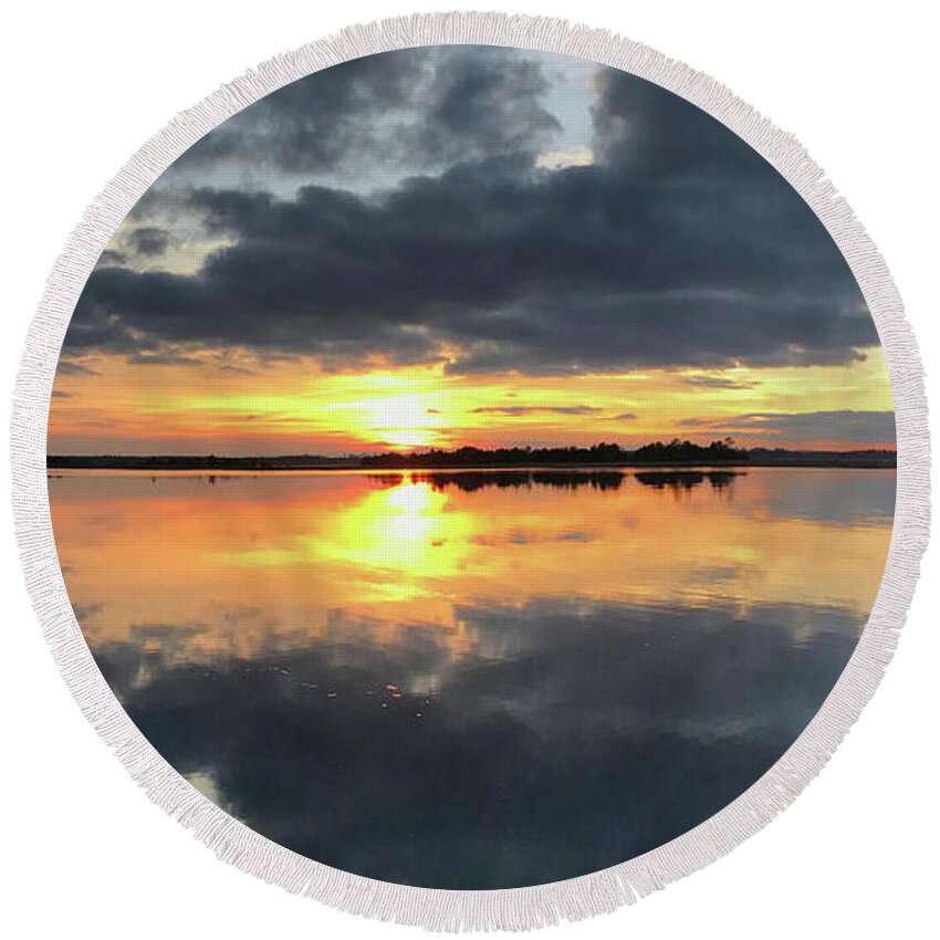  Round Beach Towel featuring the photograph January Sunset by Phil Mancuso
