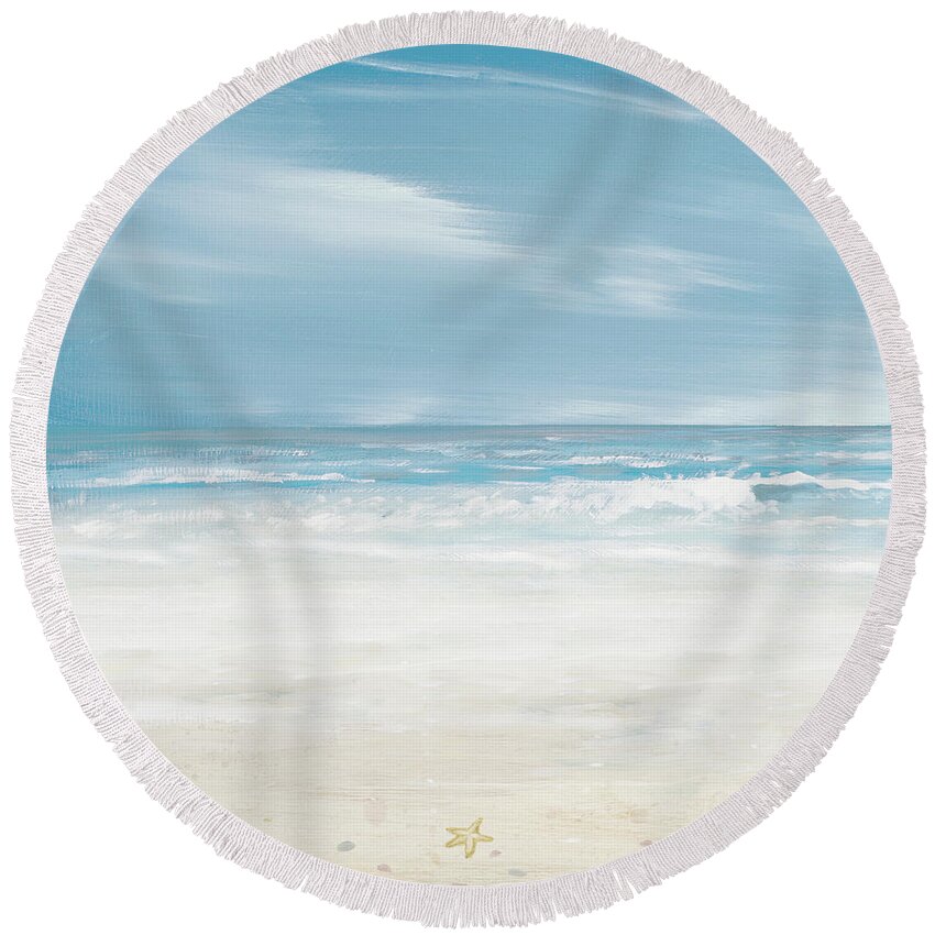 Misty Round Beach Towel featuring the painting Misty Coastal Days II by Kingsley
