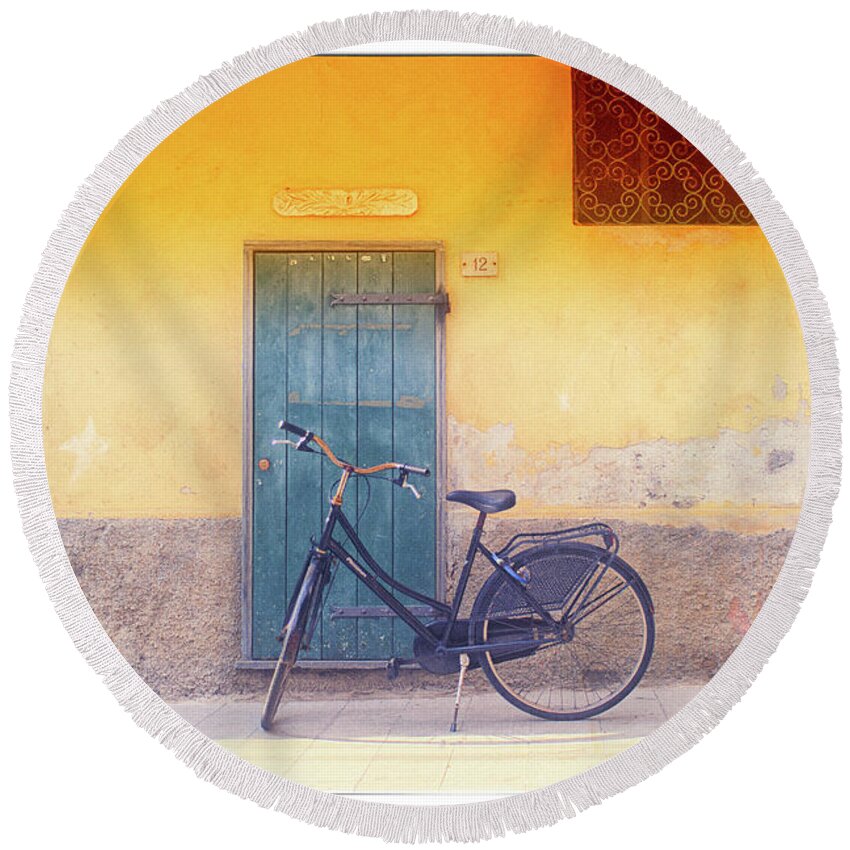 Bikes Round Beach Towel featuring the photograph Monterosso 5 by Becqi Sherman
