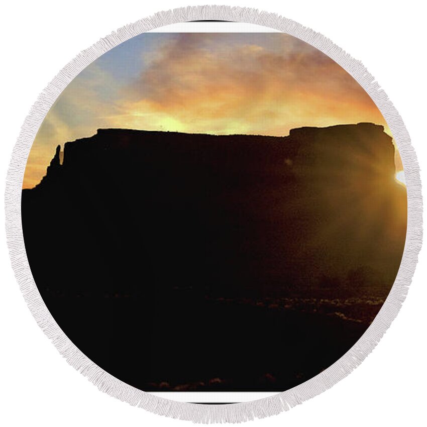 Monument Valley Round Beach Towel featuring the photograph Monument Valley, Utah, Sunrise by A Macarthur Gurmankin