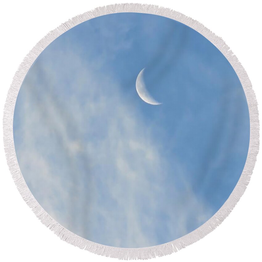 Arizona Round Beach Towel featuring the photograph Moon in Libra - Crescent Farewell by Judy Kennedy