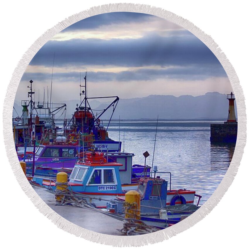 Kalk Bay Harbour; Kalk Bay; Ocean; Sea; Boats; Fishing; Water; Fish; Jetty Art; Stunning; Photos; Pics; Jetty; Cape Town; Colour; Colourful; Andrew Hewett; Artistic; Artwork; Prints; Interior; Quality; Inspirational; Fishing Boats; Decorative; Images; Creative; Beautiful; Exhibition; Lovely; Seascapes; Awesome; Boat; Fishing Boats; Wonderful; Light; Harbour Photography; Harbor; Decor; Interiors; Andrew Hewett; Water; Https://waterlove.co.za/; Https://hewetttinsite.co.za/ Round Beach Towel featuring the photograph Morning Light by Andrew Hewett