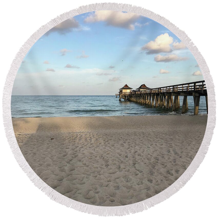 Coastal Round Beach Towel featuring the photograph Morning Vibes by Amy Lyon Smith