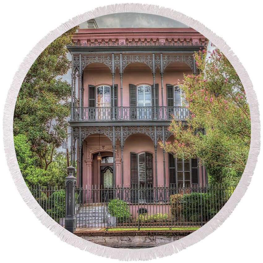 Garden District Round Beach Towel featuring the photograph Morris Israel House by Susan Rissi Tregoning