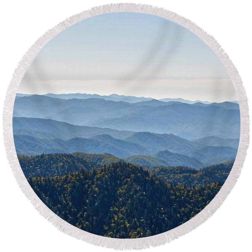Mount Leconte Round Beach Towel featuring the photograph Mount LeConte 13 by Phil Perkins