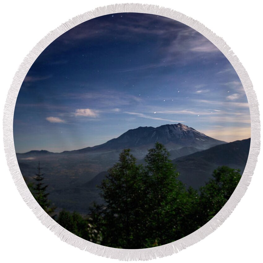 Mount St. Helens Round Beach Towel featuring the photograph Mount St Helens Twilight by Jeanette Mahoney
