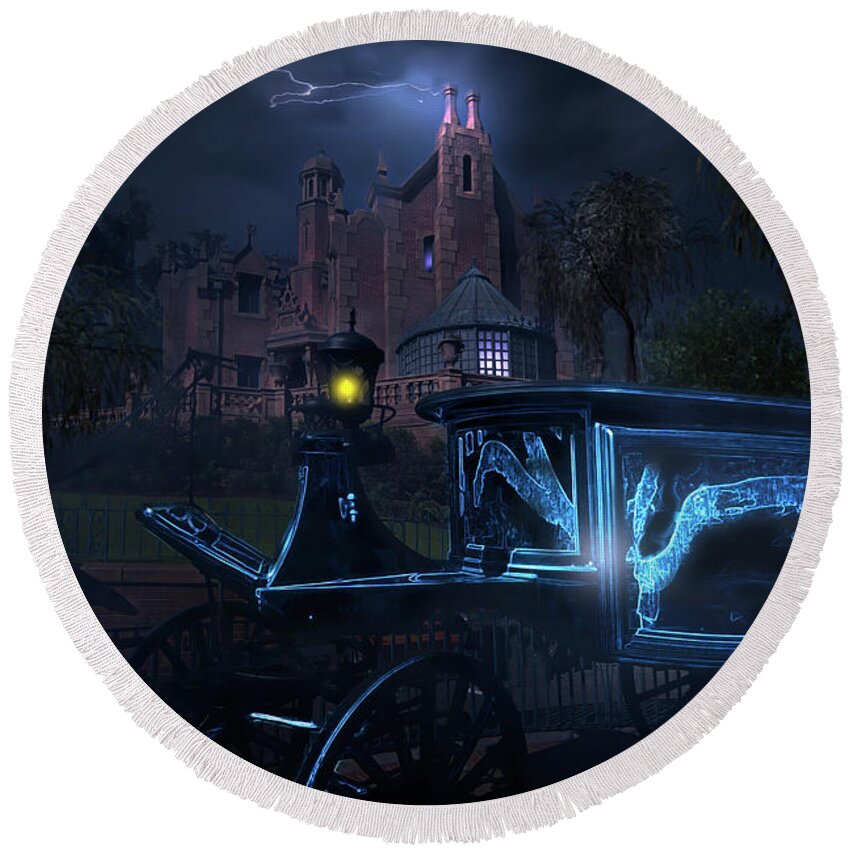 Magic Kingdom Round Beach Towel featuring the photograph Mystery of the Haunted Mansion by Mark Andrew Thomas
