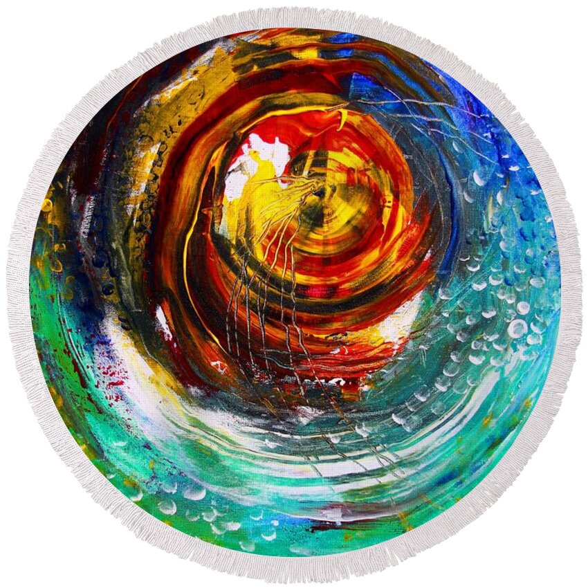 Abstract Round Beach Towel featuring the painting Necessary Anchor by J Vincent Scarpace