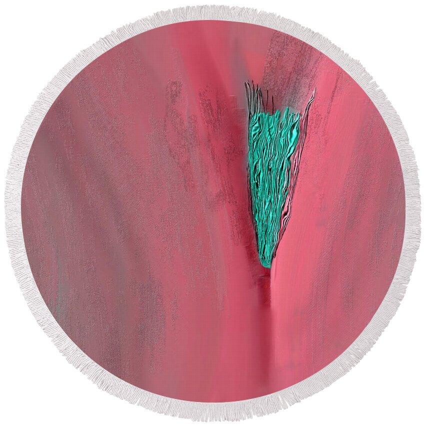 Pink Round Beach Towel featuring the digital art Nestled by Marina Flournoy
