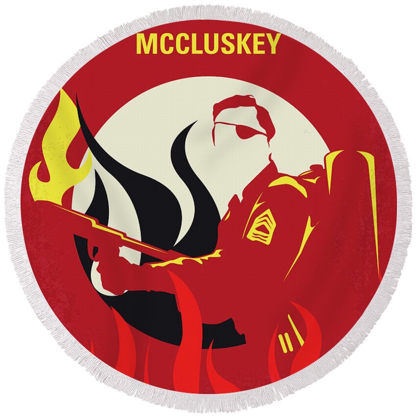 The 14 Fists Of Mccluskey Round Beach Towel featuring the digital art No1118 My The 14 Fists of McCluskey minimal movie poster by Chungkong Art