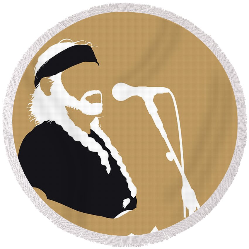 Willie Round Beach Towel featuring the digital art No290 MY Willie Nelson Minimal Music poster by Chungkong Art