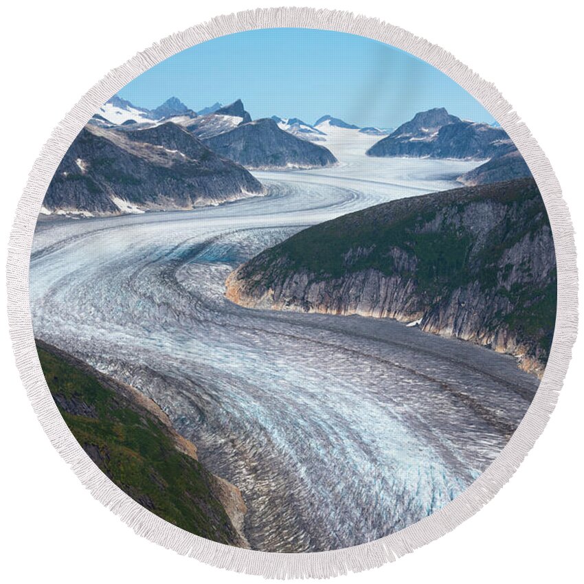 Norris Glacier Round Beach Towel featuring the photograph Norris Glacier by David Kirby