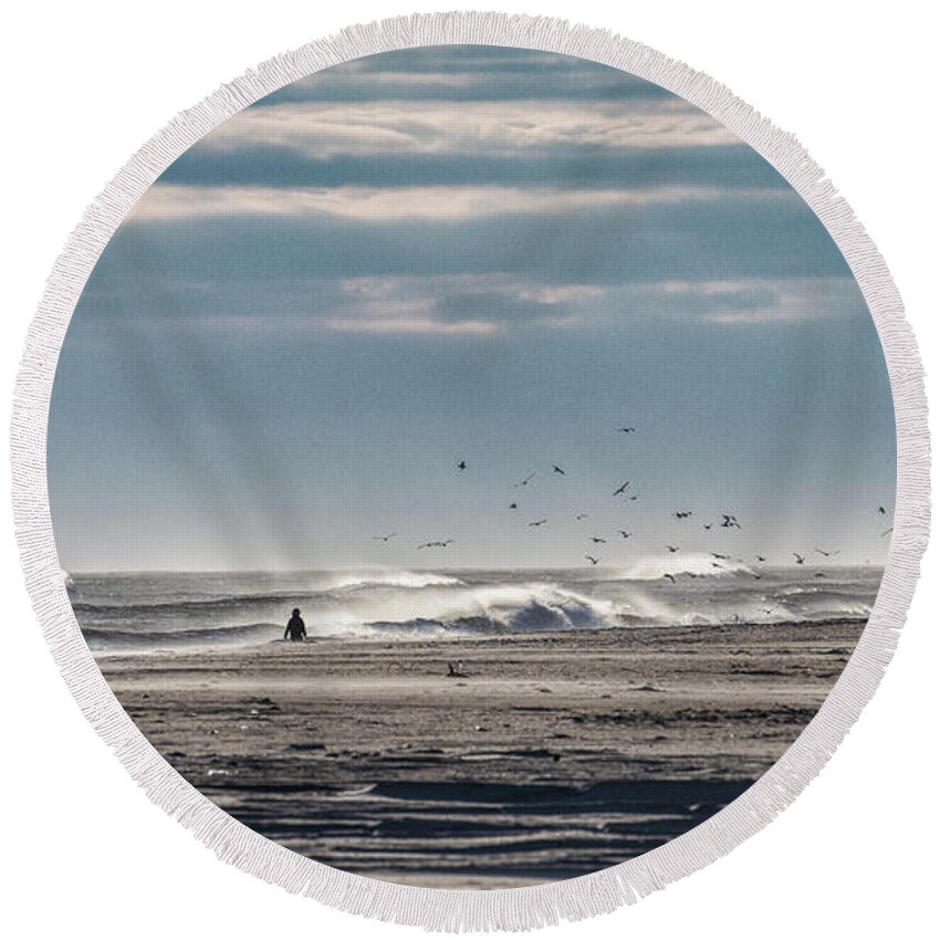 Fred Greco Round Beach Towel featuring the photograph Not Alone by Fred Greco