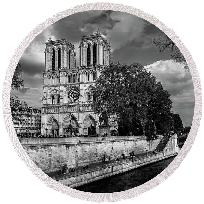 Notre Round Beach Towel featuring the photograph Notre Dame by Hernan Bua