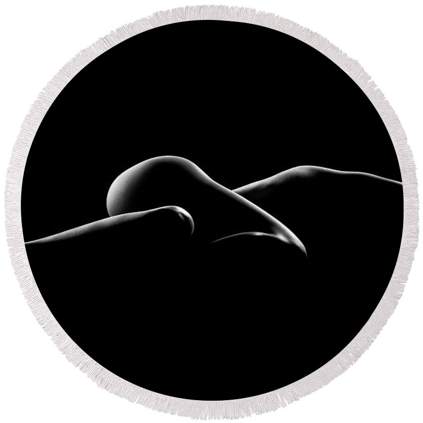 Woman Round Beach Towel featuring the photograph Nude woman bodyscape 7 by Johan Swanepoel