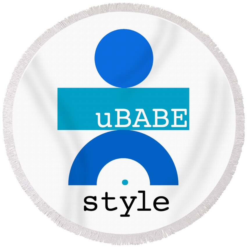 Sea Blue Round Beach Towel featuring the digital art Ocean Blue Babe by Ubabe Style