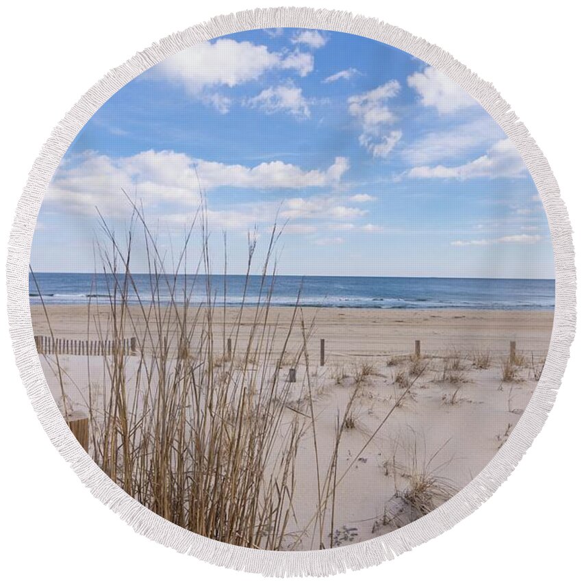 Ocean Dune Round Beach Towel featuring the photograph Ocean City Dune by Charles Kraus