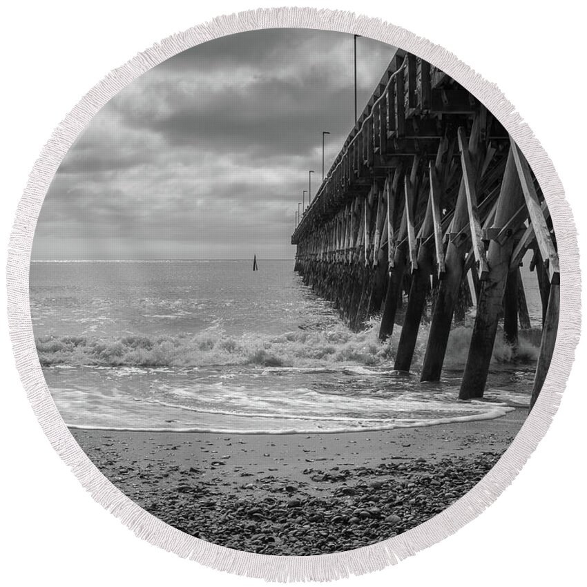 Pier Round Beach Towel featuring the photograph Ocean Pier by David Palmer