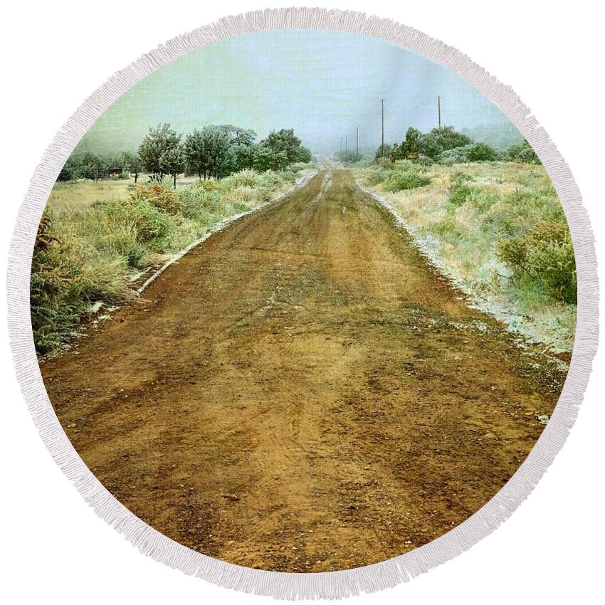 Roads Round Beach Towel featuring the photograph Ode To Country Roads by Brad Hodges