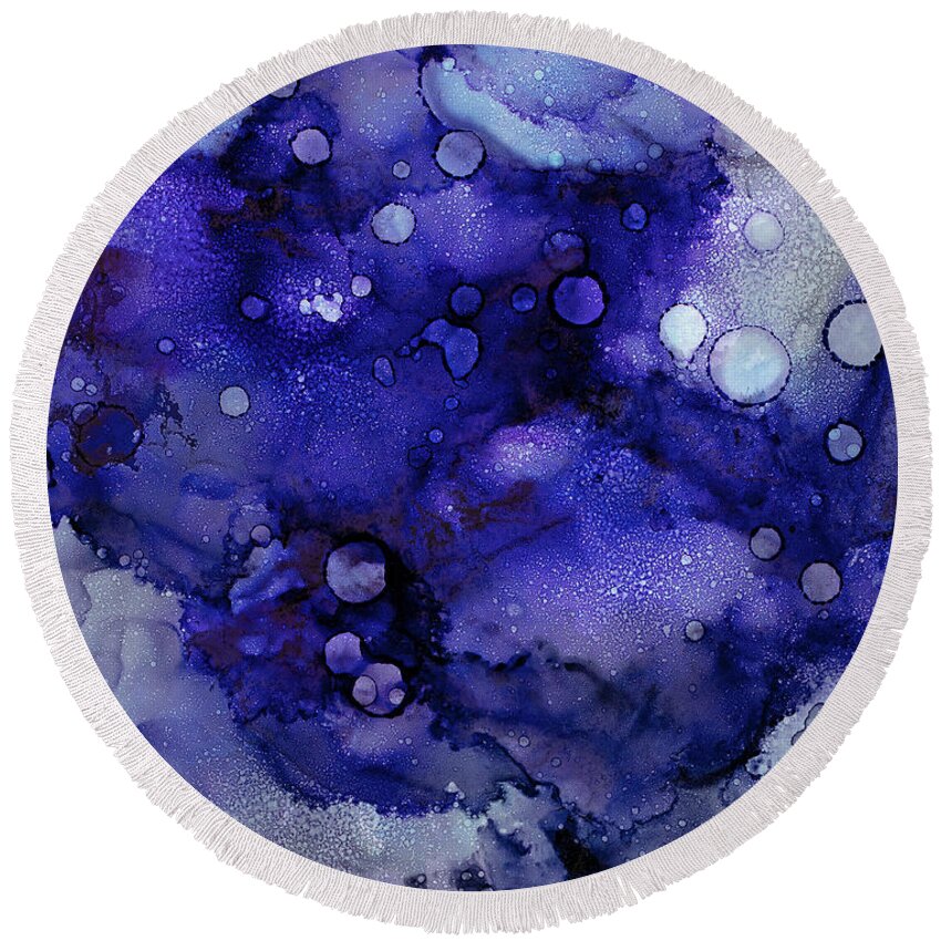 Space Round Beach Towel featuring the painting Odyssey by Tamara Nelson