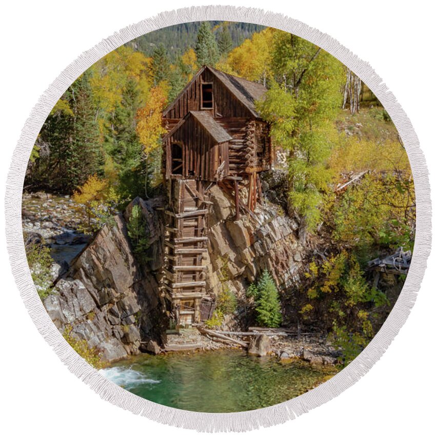 Crystal Mill Marble Colorado Round Beach Towel featuring the photograph Old Colorado Mine by Norma Brandsberg