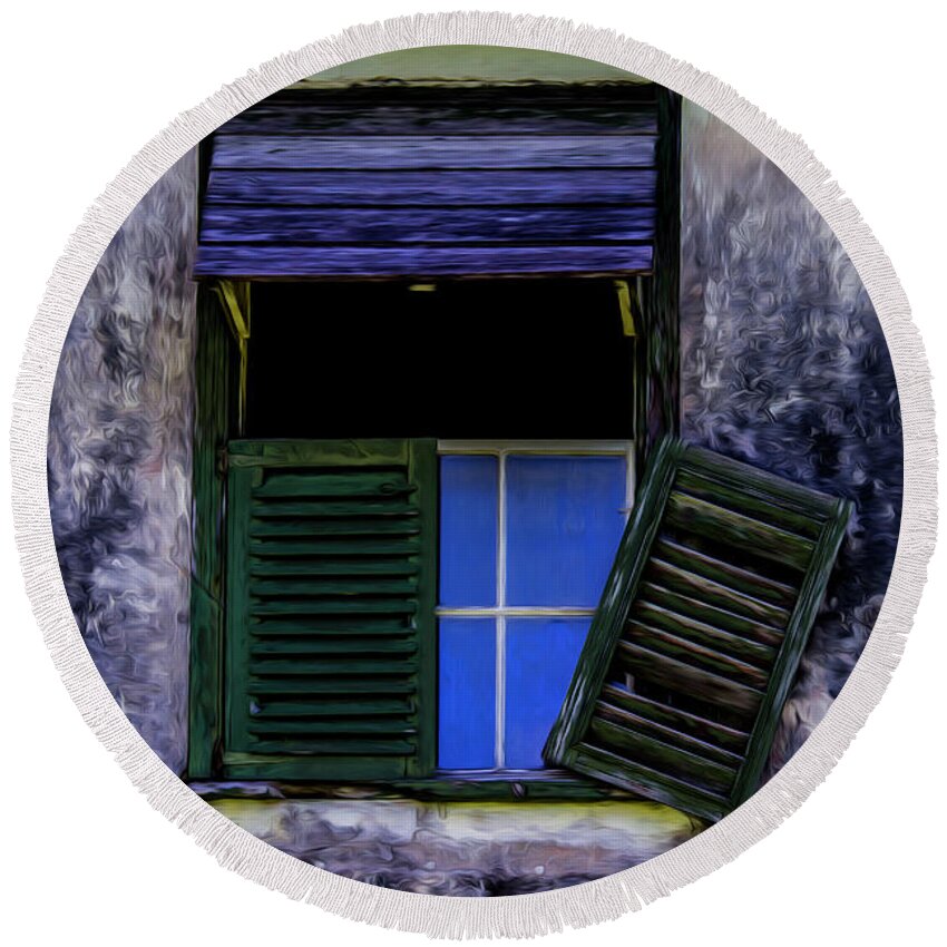 Windows Round Beach Towel featuring the photograph Old window 2 by Stuart Manning