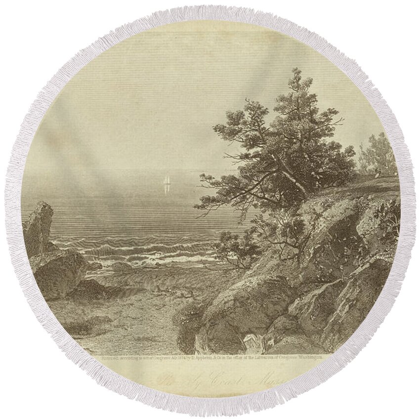 Landscapes Round Beach Towel featuring the painting On The Beverly Coast Mass. by Robert Hinshelwood