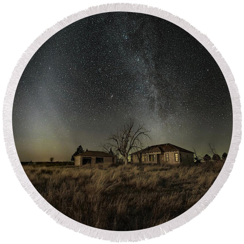 Milky Way Round Beach Towel featuring the photograph One Spectacular Winter Night by James Clinich