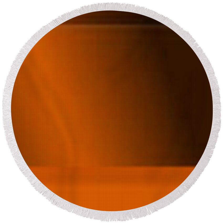 Oil Round Beach Towel featuring the painting Orange Light by Matteo TOTARO