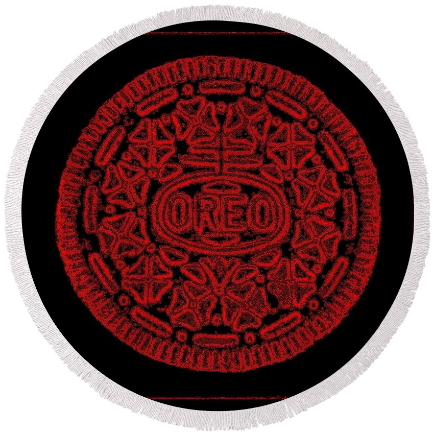 Oreo Round Beach Towel featuring the photograph Oreo Redux Red 1 by Rob Hans
