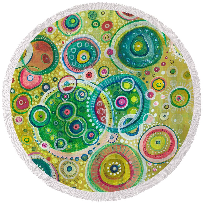 Contemporary Round Beach Towel featuring the painting Organized Chaos by Tanielle Childers