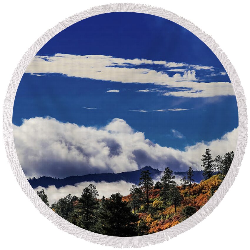 Canon 7d Mark Ii Round Beach Towel featuring the photograph Over the Mountain by Dennis Dempsie