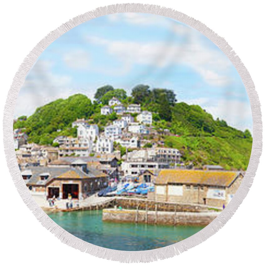 Looe Round Beach Towel featuring the photograph Panoramic Vista of Looe Estuary by James Lavott