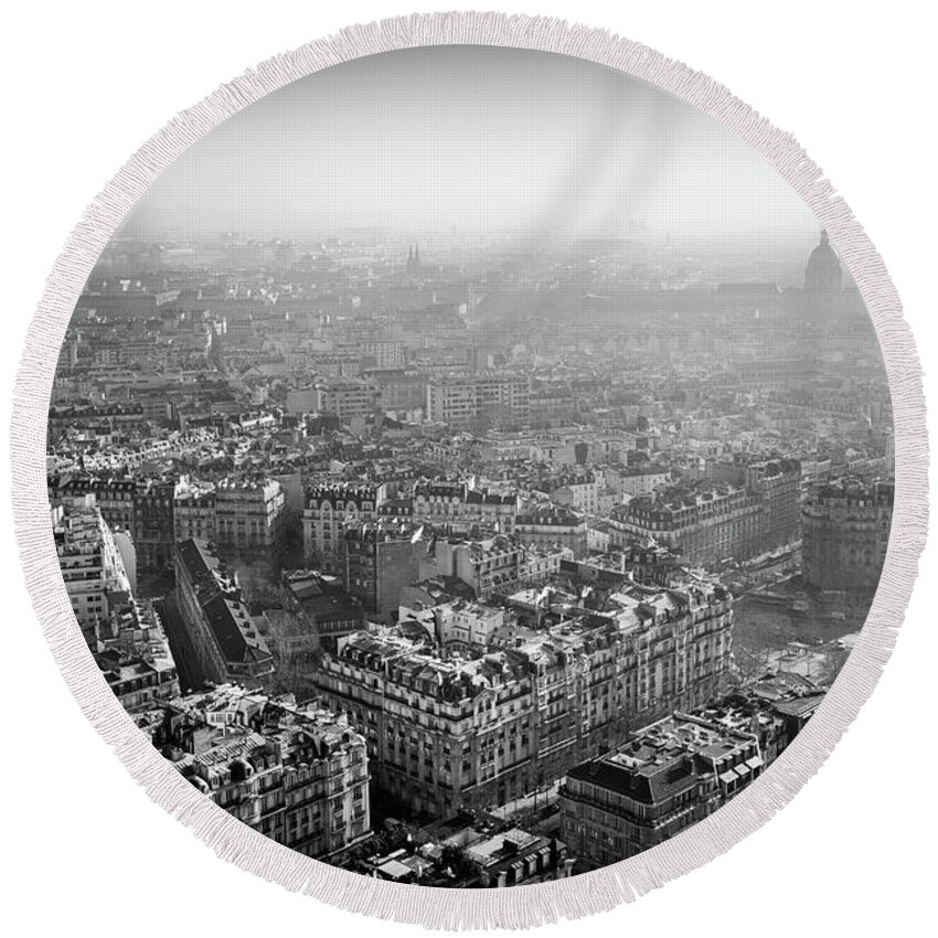 Eiffel Round Beach Towel featuring the photograph Paris View 1 by Nigel R Bell