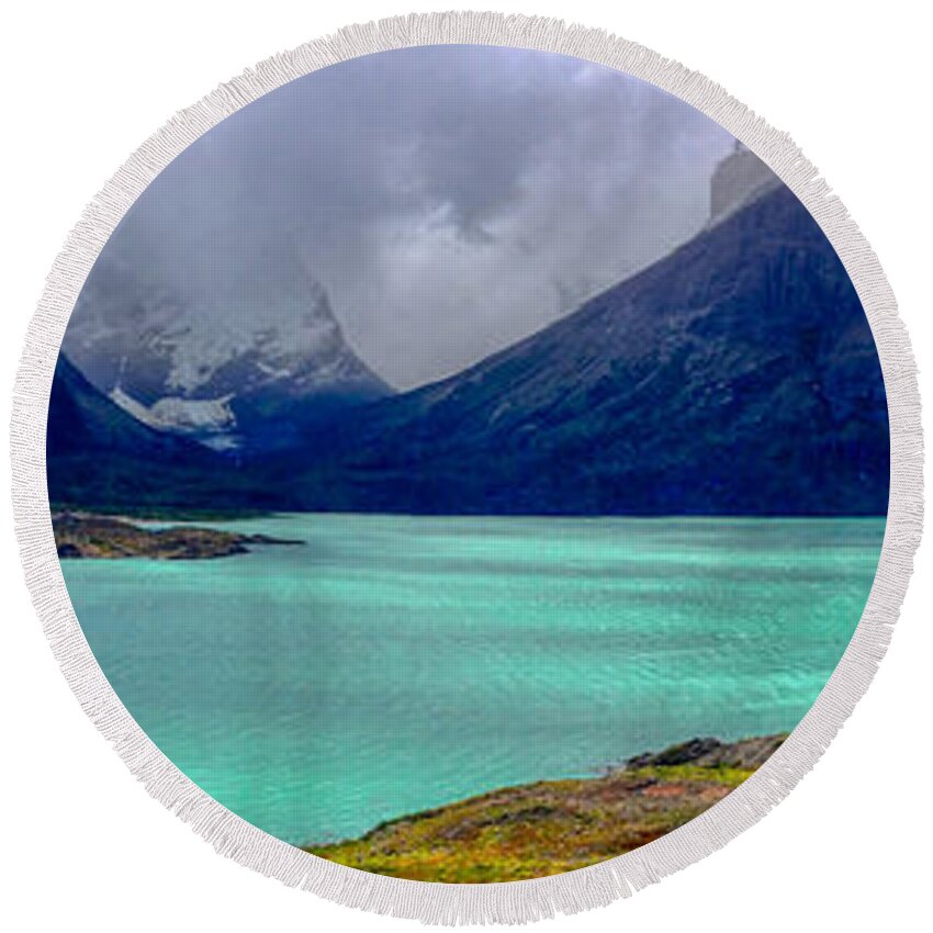 Home Round Beach Towel featuring the photograph Patagonia Glacial Lake by Richard Gehlbach