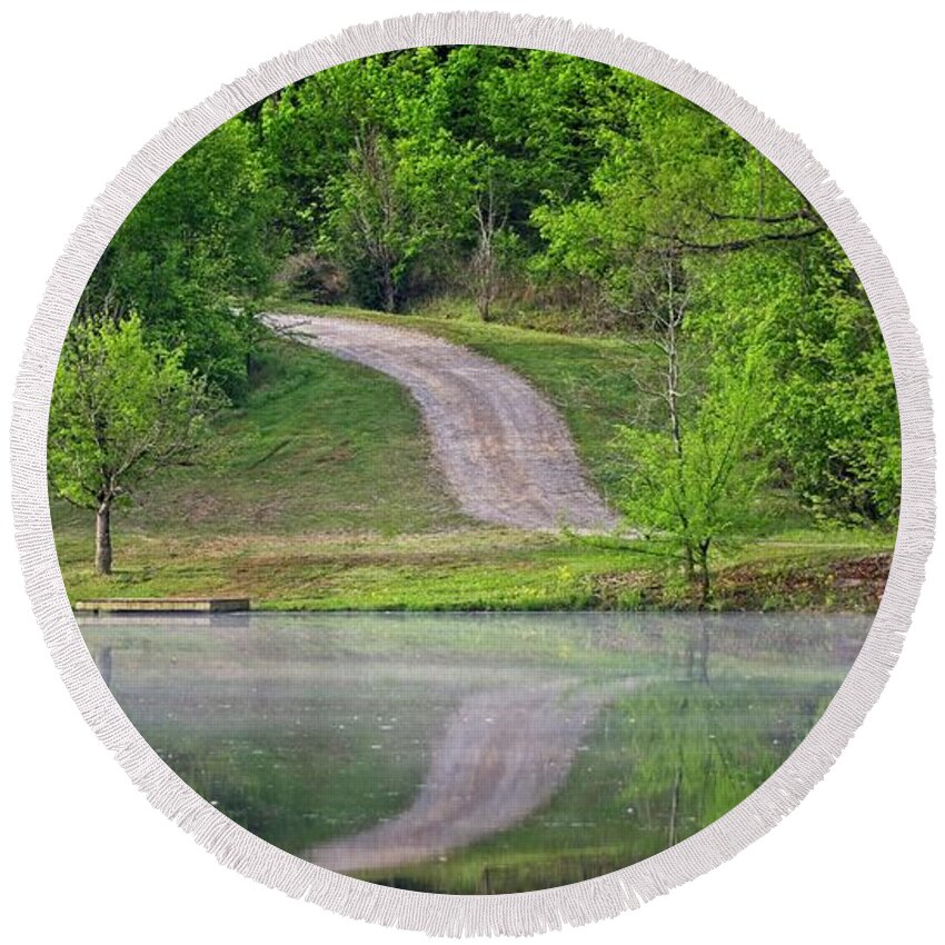 Landscape Round Beach Towel featuring the photograph Path Reflected Upon by John Benedict