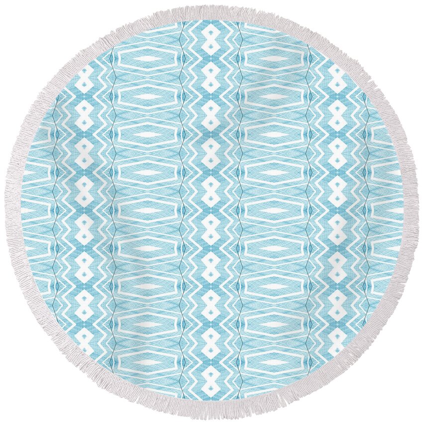 Symmetrical Round Beach Towel featuring the digital art Pattern 3 by Angie Tirado