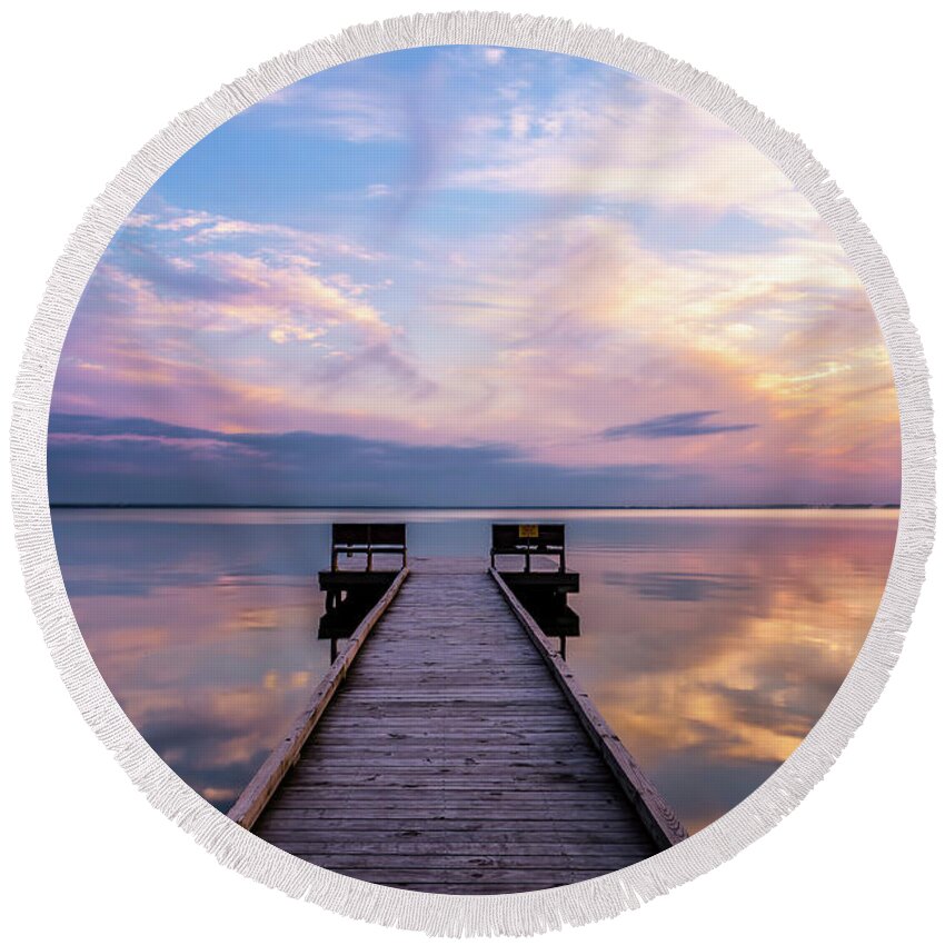Landscape Round Beach Towel featuring the photograph Peaceful by Russell Pugh