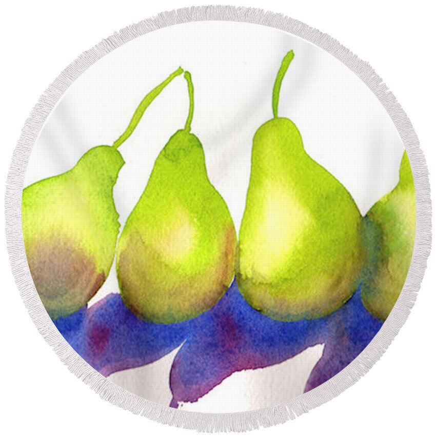 Pears Round Beach Towel featuring the painting Pears by Amy Stielstra