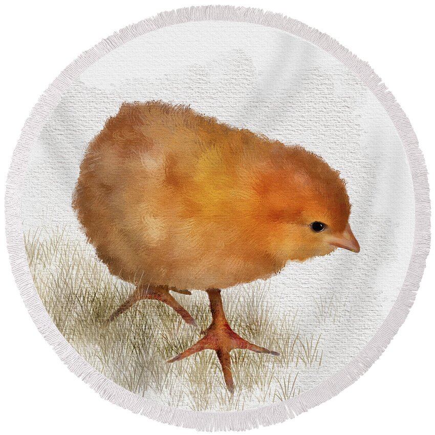 Bird Round Beach Towel featuring the digital art Peep Peep by Lois Bryan