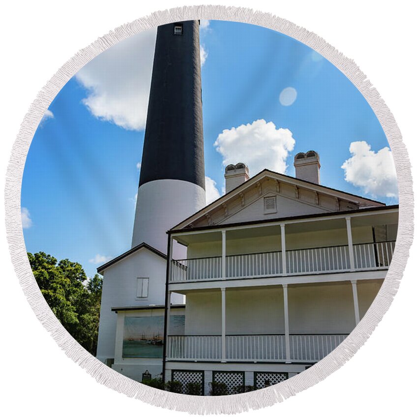 2019 Round Beach Towel featuring the photograph Pensacola Lighthouse and Maritime Museum by Tim Stanley