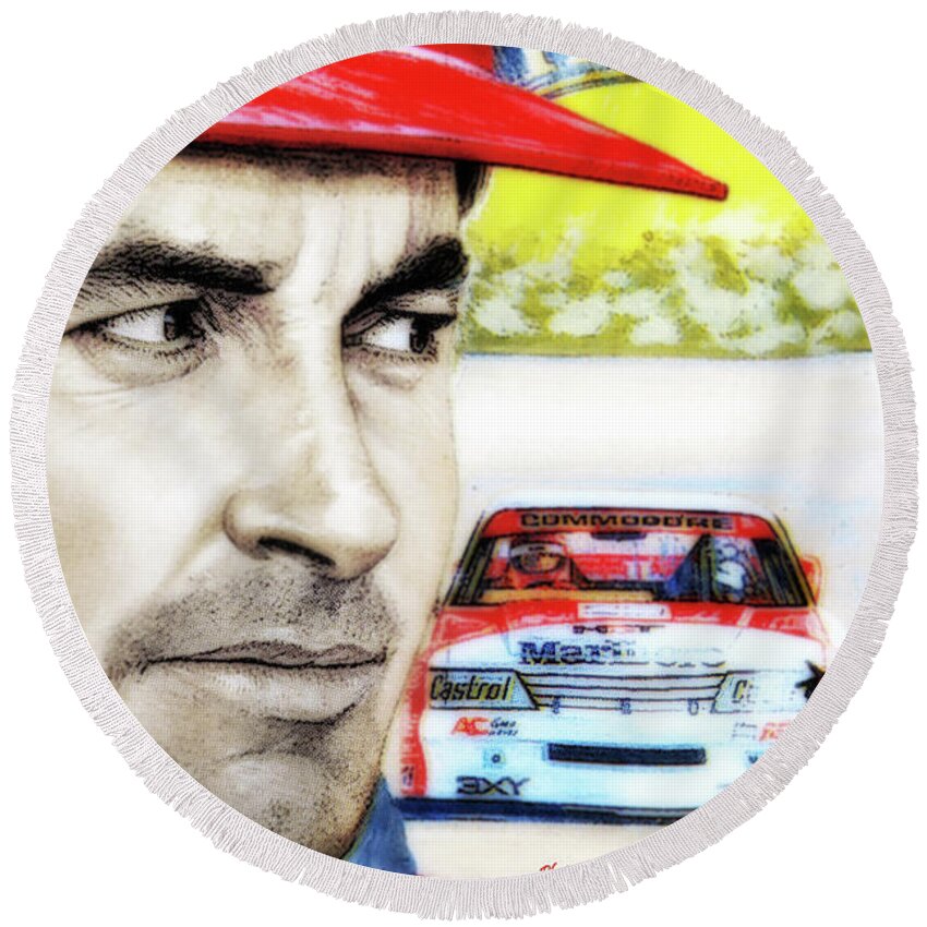 Peter Brock Round Beach Towel featuring the digital art Peter Brock 051 by Kevin Chippindall