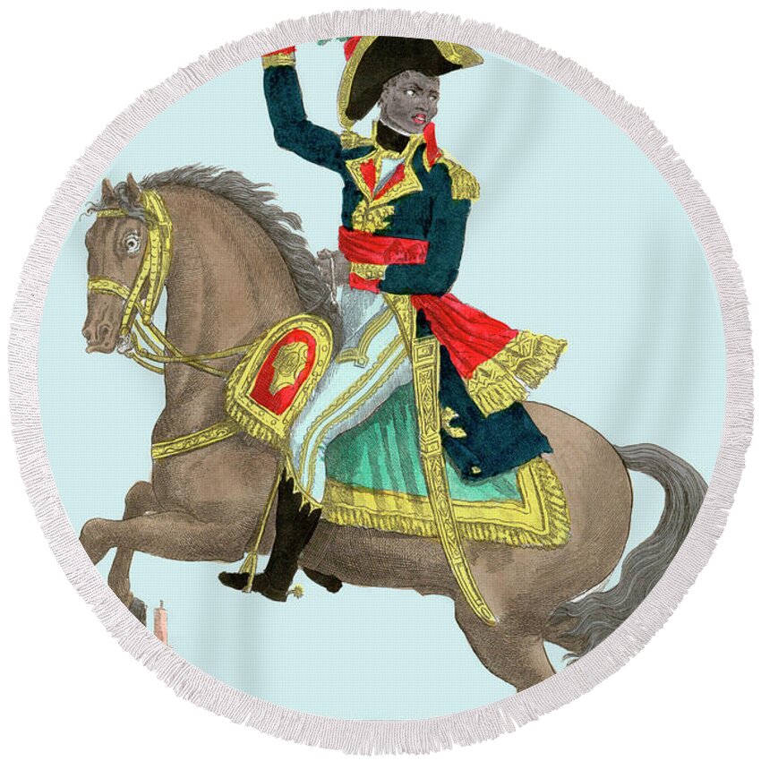 Toussaint Louverture Round Beach Towel featuring the drawing Pierre Dominique Toussaint Louverture Haitian General And Liberator by Unknown