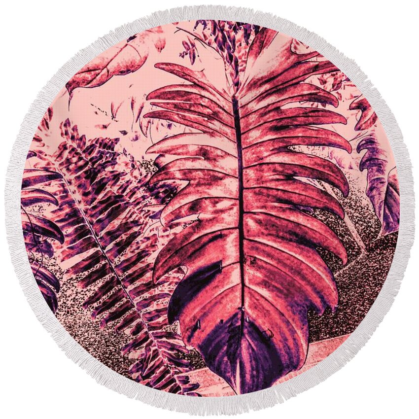 Landscape Round Beach Towel featuring the photograph Pink garden by Faa shie