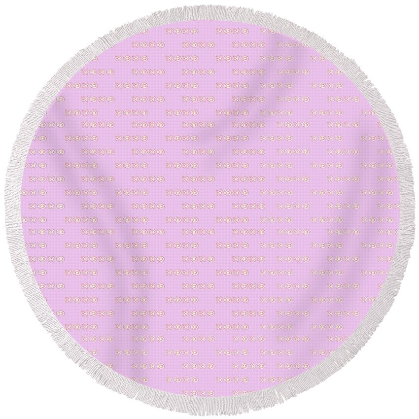 Letters Round Beach Towel featuring the digital art Pink Xoxo by Ashley Rice