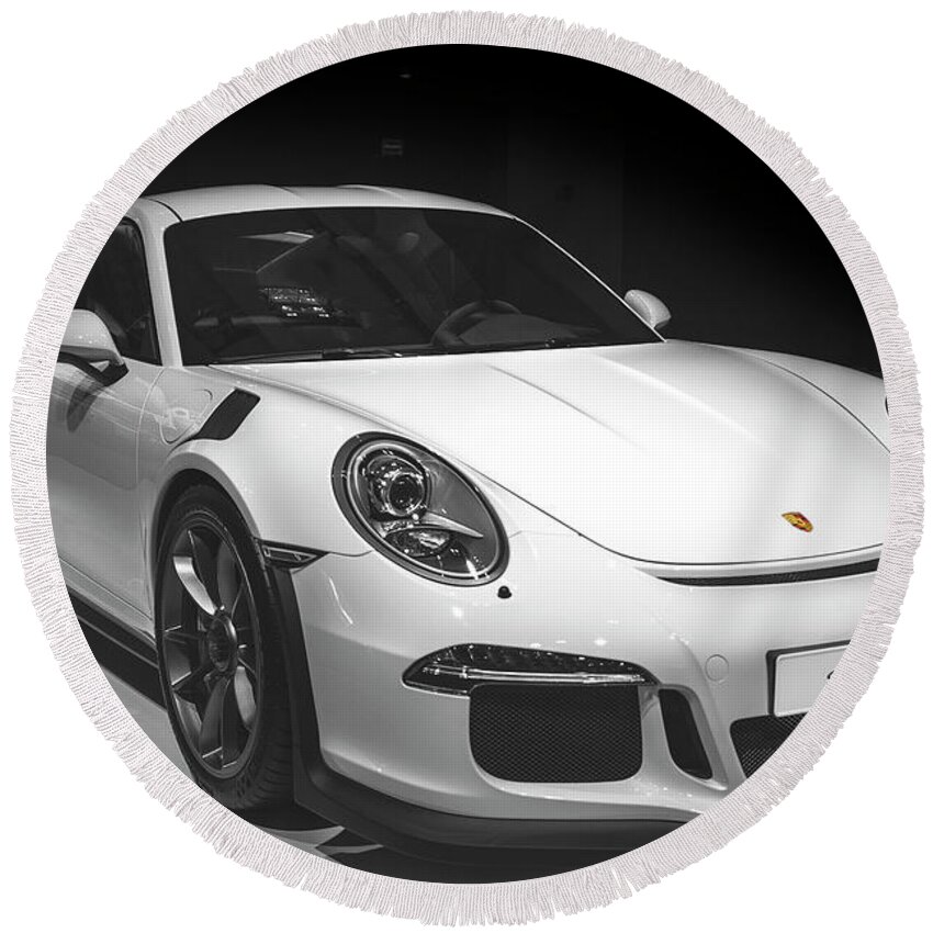 Porsche Logo Round Beach Towel featuring the photograph Porsche 911 GT3RS by Stefano Senise