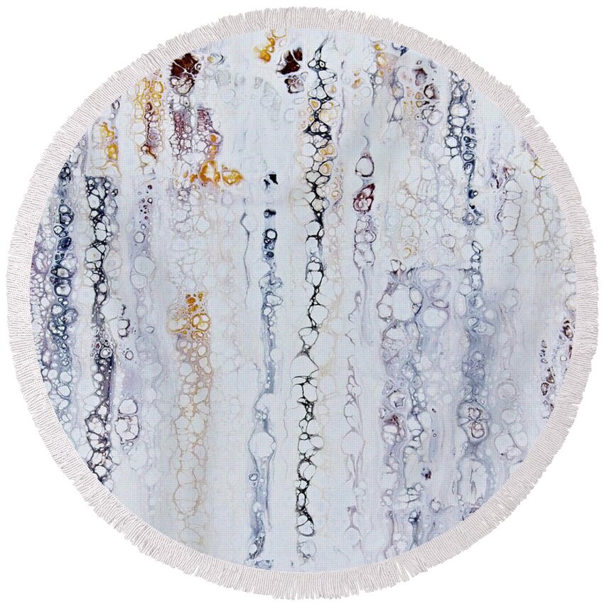 Christian Round Beach Towel featuring the painting Poured Blessings by Vicki Hawkins